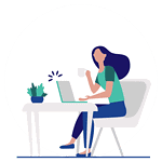 Location avec option d'achat - leasing immobilier Illustration d'une femme déposant son dossier sur le site web de Sezame pour devenir propriétaire
